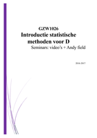  Samenvatting GZW1026 Introductie Statistische Methoden voor D