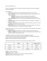 Bio101 Exam 1 Study Guide