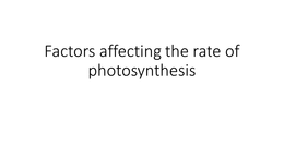 factors affecting the rate of photosynthesis