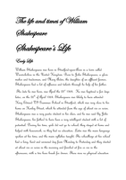 a Biography on William Shakespeare 