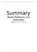 Summary Media Platforms and Industries Chapter 1, 3, 4, 5, 6, 7 and 10