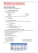 MNM3703 Sales Management Full Notes