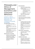 CPT38306 Samenvatting Philosophy and Ethics of Management, Economics, and Consumer Behaviour (Colleges en Tutorials)