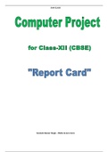 Computer Science Project on " Report Card"
