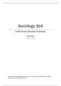 Sociology 364 Test2/Exam Essay Notes