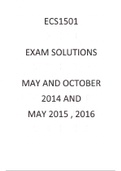 ECS1501-ECONOMICS 1 A EXAM SOLUTIONS AND QUESTION PAPERS FOR MAY AND OCTOBER  2014  AND MAY 2015 AND  2016