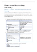 Finance and Accounting summary chapter 1-6
