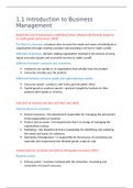 IB HL Business Management Unit 1 Summary Notes