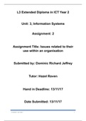 Unit 3 Information Systems Assignment 2 Report&semi; Pass&comma; Merit&comma; Distinction Achieved