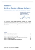 Summary lectures Patient Centered Care Delivery GW4002