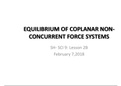 Equilibrium of Coplanar Nonconcurrent Force Systems