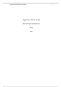 BUS 610 Organizational Behavior Analysis Paper(Perfect and Plagiarism free work)