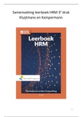 Uitgebreide samenvatting HRM leerboek 3e druk Kluijtmans en Kampermann H1 t/m 4 en 6 t/m 10