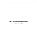 The Corporation as Moral Entity - Kaptein and Wempe
