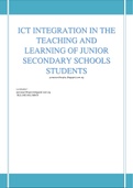 ICT INTEGRATION IN THE TEACHING AND LEARNING OF JUNIOR SECONDARY SCHOOLS STUDENTS