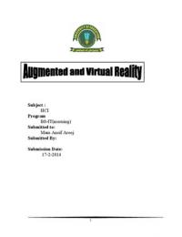 Report on virtual and augmented reality