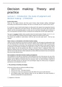 Lecture notes - General lectures Decision Making &lpar;lectures by Poletiek&rpar;