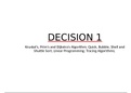 Decision 1 & 2 Notes (NOT COMPLETE!) - Kruskal's, Quick Sort, CPA, Hungarian Alg, Dynamic Programming