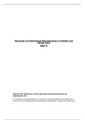 Personal and Professional Development In Health and Social Care (UNIT 6)
