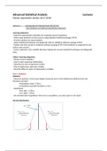 Summary Lectures Advanced Statistical Analysis