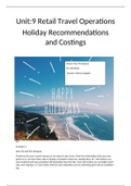 Unit 9 Holiday Recommendation and Costings P4, P5