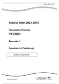 PYC2601 Psychology Personality Theories 2018 Semester 1 Assignment 2 Answers and Feedback