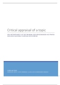 Critical Appraissal of a Topic | HBO V | Stage Verpleegkunde | Stage portofolio | portofolio | onderzoekend vermogen | PL2 | PL3 | PL4 