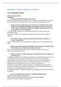 Tentamen 1 - hoor- en werkcollege aantekeningen - Communicatie in Context (CI1V13003) - UU