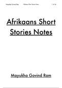 Afrikaans Short Stories Notes