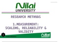 Research Methods(Measurement,Scaling, Reliability and Validity)