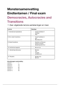 Uitgebreide Samenvatting Final Exam &sol; Eindtentamen Democracies&comma; Autocracies and Transitions &lpar;DAT&rpar;
