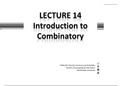 Lecture 14 - Intro to Combinatory