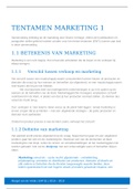 INLEIDING TOT DE MARKETING. Exacte leerstof tentamen 1, Ondernemerschap & Retailmanagement, Hogeschool Rotterdam,