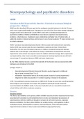Summary neuropsychology and psychiatric disorders