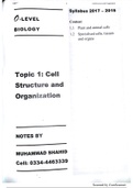 Topic 1-Cell structure and organization