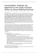Samenvatting Conversation analysis: an approach to the study of social action as sense making practice - Pomerantz & Fehr