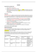 Immunity Summary Sheet