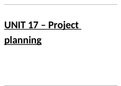 Unit 17 project planning