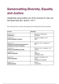 Uitgebreide Samenvatting ALLE Lectures &lpar;1 t&sol;m 14&rpar; Diversity&comma; Equality and Justice