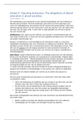 Teaching Autonomy - Samenvatting Artikel - Werken aan Normatieve Professionaliteit, Pedagogische Wetenschappen. Universiteit Utrecht
