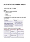 Summary 1ZSUC0 Organizing Entrepreneurship