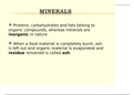 Minerals and Ash Content in Foods