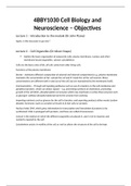 4BBY1030 Cell Biology and Neuroscience FULL LECTURE NOTES 