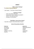 CRE101 Critical Thinking Complete Lesson Notes