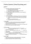 Hoofdstuk 1-8 Klinische Psychologie +  Oefenvragen Klinische Psychologie Part 1