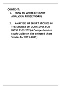 2.	ANALYSIS OF SHORT STORIES IN THE STORIES OF OURSELVES FOR IGCSE 2019-2021 EXAMINATIONS. (A Comprehensive Study Guide on The Selected Short Stories for 2019-2021)