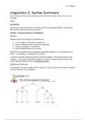 Linguistics 2 - Syntax Summary No&euml;l Burton "Analysing Sentences"