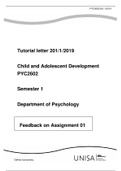 PYC2602 - Child and Adolescent development Assignments feedback