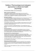 Samenvatting complete syllabus (alle artikelen) - Pharmacological and Biological Approaches to Clinical and Health Psychology