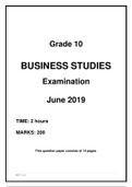 Grade 10 Business Studies June examination